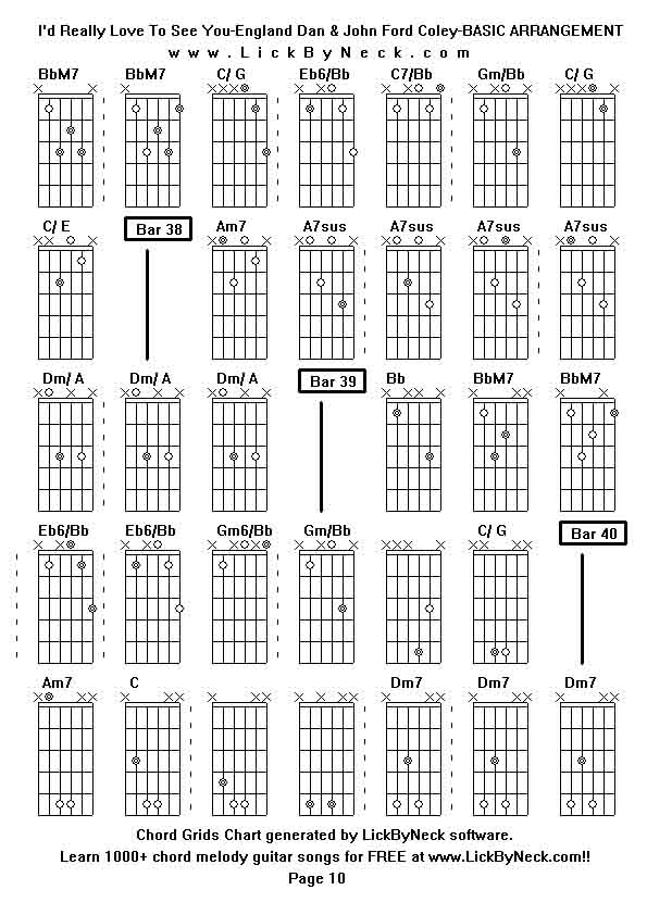 Chord Grids Chart of chord melody fingerstyle guitar song-I'd Really Love To See You-England Dan & John Ford Coley-BASIC ARRANGEMENT,generated by LickByNeck software.